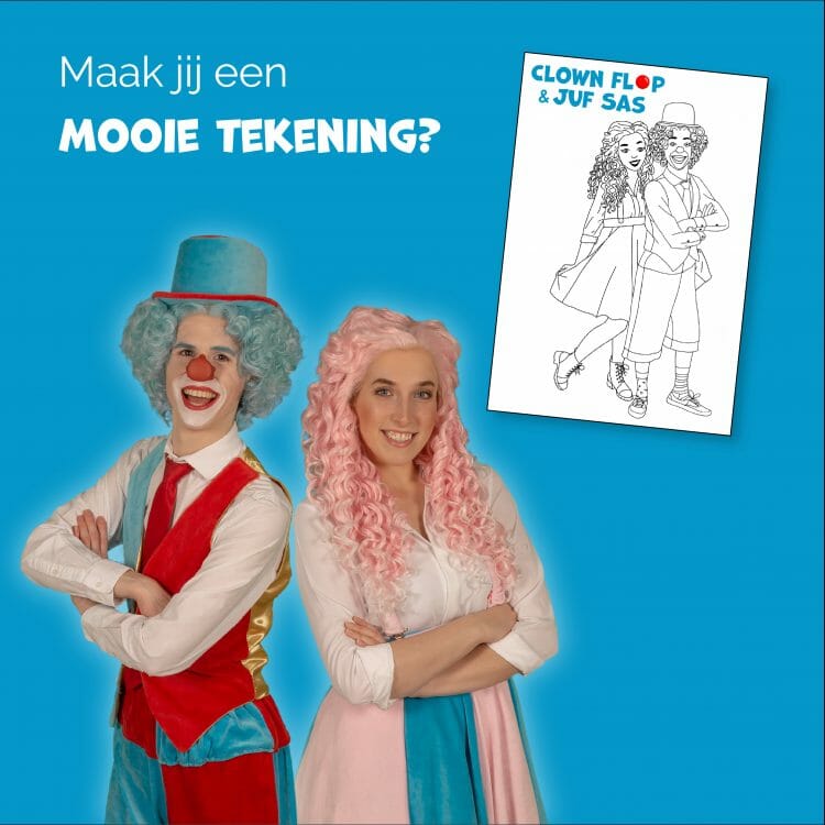 Tekening voor Clown Flop & Juf Sas